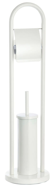 Toilet brush and toilet paper holder in white color